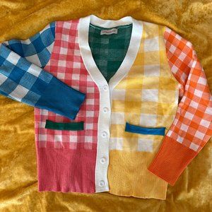 Anthropologie PICNIC GINGHAM CARDIGAN - Size Medium NWOT